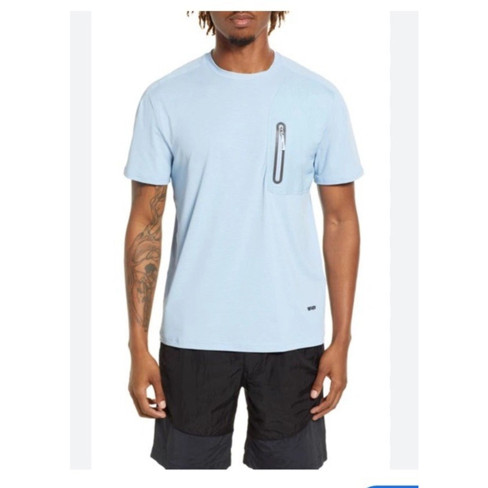BRADY Trail Zip Pocket T-Shirt Cerulean Blue Sz XXL Tennis Pickleball Tom Brady